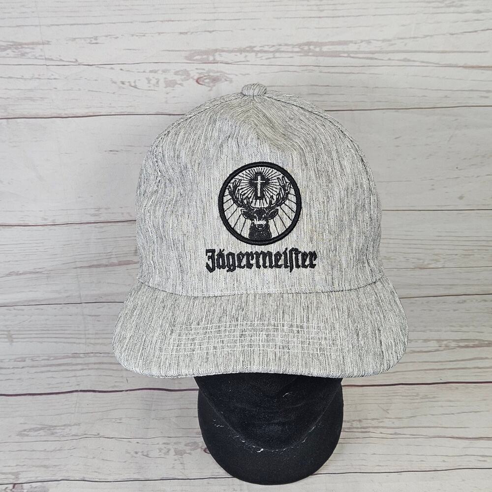 Jägermeister Hat Snapback Men's Adjustable Heather Gray Liquor Logo Cap
